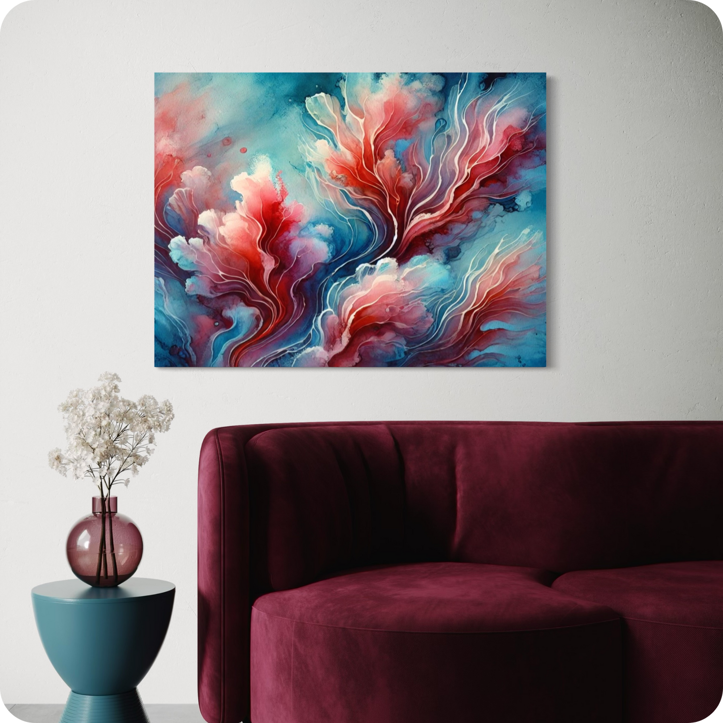 Tides of Bloom | Frameless Ocean Life Canvas Print