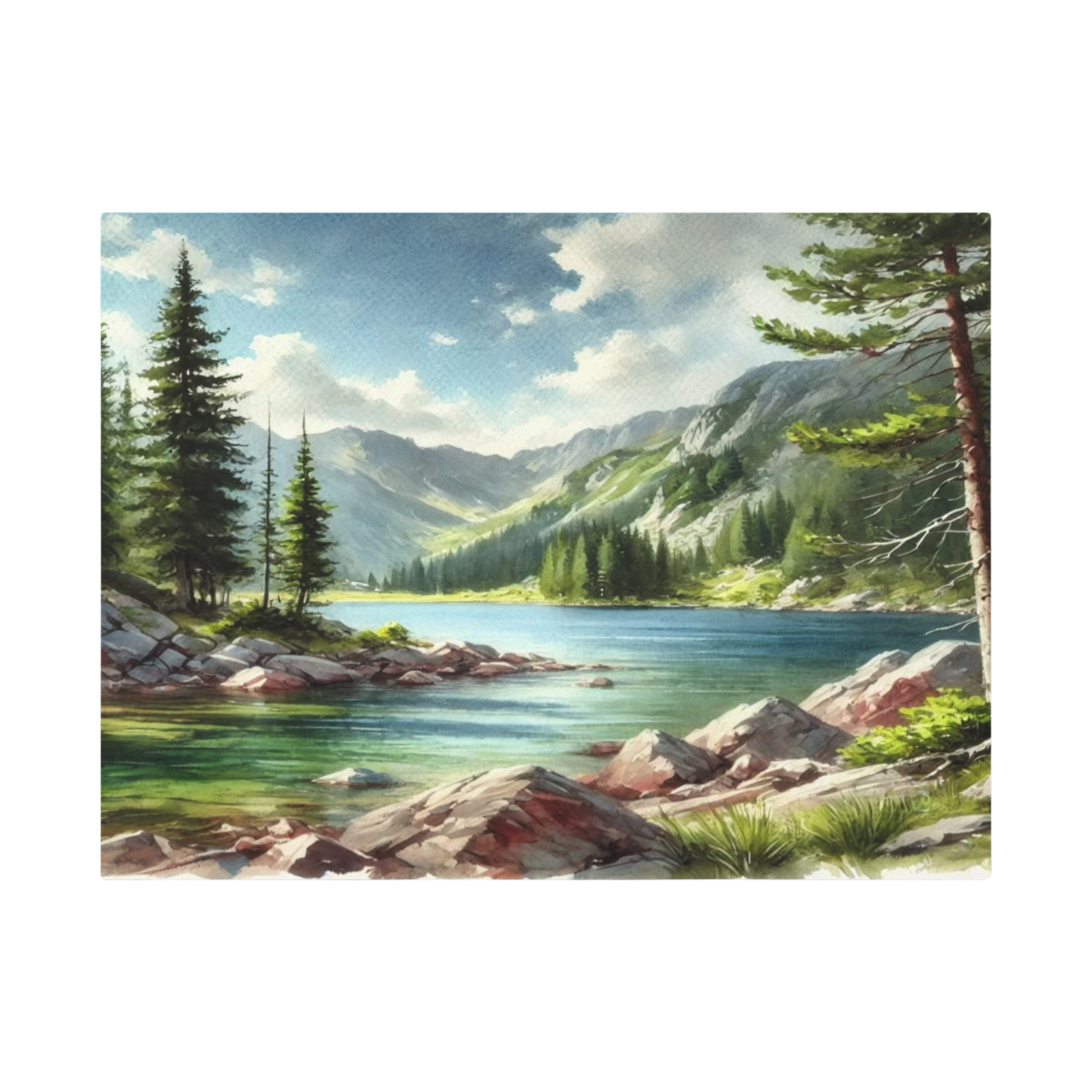 Serenity’s Shore | Frameless Mountain Landscape Art