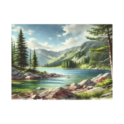 Serenity’s Shore | Frameless Mountain Landscape Art