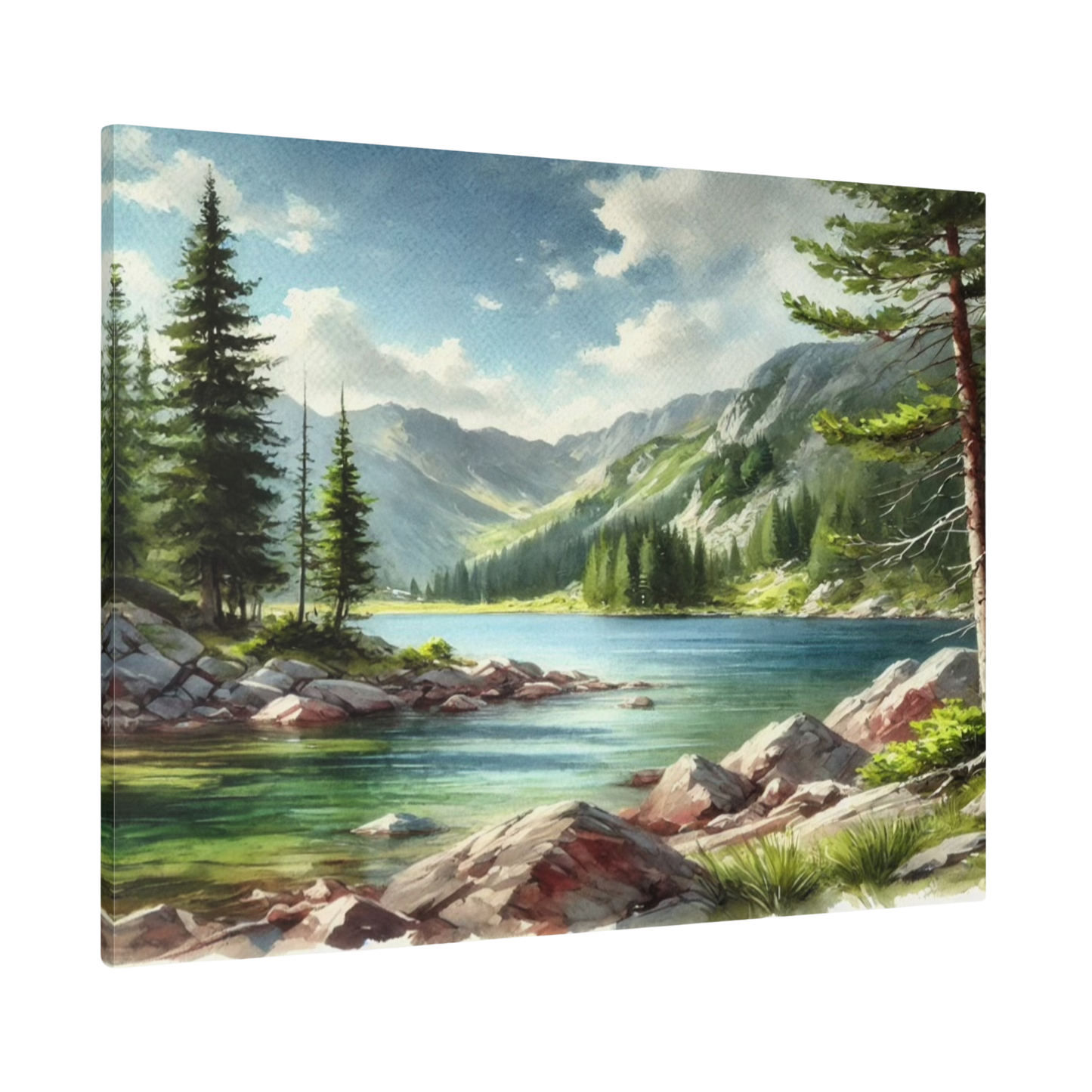 Serenity’s Shore | Frameless Mountain Landscape Art